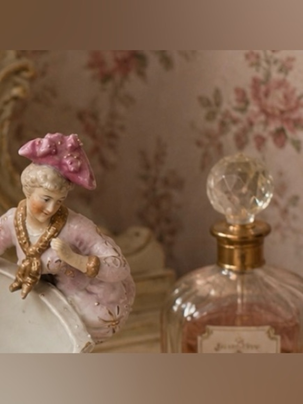 LRG Original Vintage Bisque Porcelain Lady Figure Vase Fine Art Antique Figurine